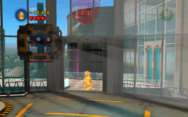 Far before mentioned location go to the balustrade and choose any flying character - Rebooted, Resuited - Minikit Sets - LEGO Marvel Super Heroes - Game Guide and Walkthrough