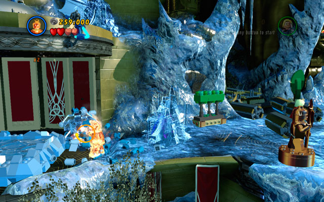 Switch into Human Torch and melt an ice block to finally recover this collectable - Bifrosty Reception - Minikit Sets - LEGO Marvel Super Heroes - Game Guide and Walkthrough