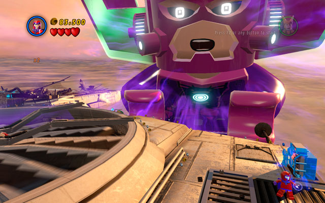 Third target is located on the same wing, on the right edge of it - The Good, the Bad and the Hungry - Minikit Sets - LEGO Marvel Super Heroes - Game Guide and Walkthrough