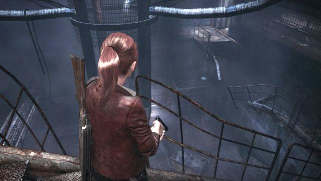 While returning, you can shoot a Tower Emblem. - Escape the facility - cont. - Penal Colony - Claire - Resident Evil: Revelations 2 - Game Guide and Walkthrough