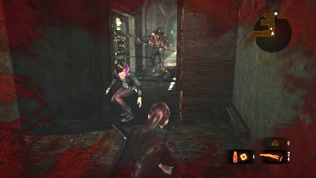 Luring the opponent into the spinning blades is the fastest way to get rid of him. - Escape the facility - activate the mechanism - Penal Colony - Claire - Resident Evil: Revelations 2 - Game Guide and Walkthrough