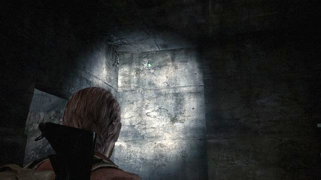 The emerald is right under the ceiling- shoot it down and pick it up - Go to the tower - Penal Colony - Barry - Resident Evil: Revelations 2 - Game Guide and Walkthrough