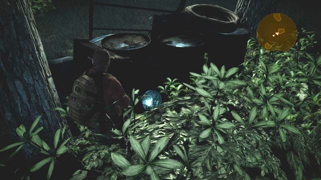 While in the forest, near the second bigger source of light, you notice a single opponent, several barrels and other junk - behind the heap, there is the emblem - Penal Colony - Barry - Tower Emblems - Resident Evil: Revelations 2 - Game Guide and Walkthrough