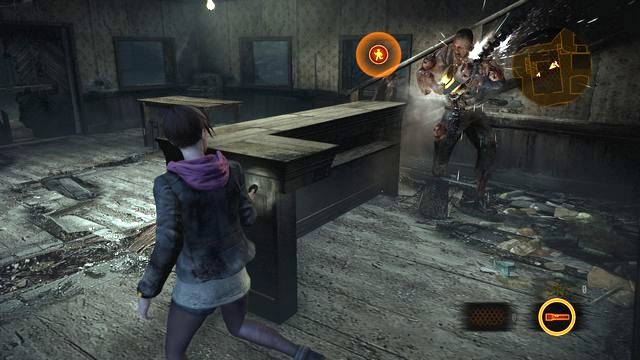By circling around the table, you will avoid being drilled through - Important choice - Pedro - Resident Evil: Revelations 2 - Game Guide and Walkthrough