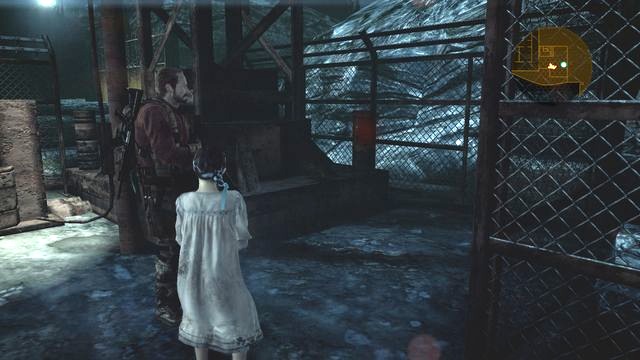 After you stat the crane, towards the end of the episode, see the mist under the fence, to the right - Insect Larvae (Natalie) - Penal Colony - Resident Evil: Revelations 2 - Game Guide and Walkthrough