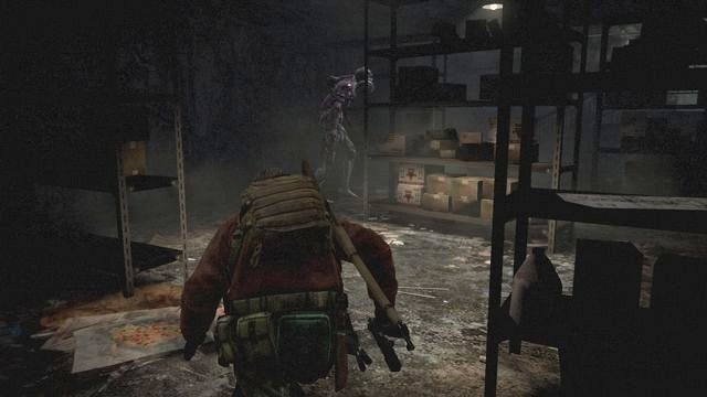 To get the enemy from behind, you need to wait a bit but, the advantage of stealth takedown is worth it. - Go to the tower - cont. - Contemplation - Barry - Resident Evil: Revelations 2 - Game Guide and Walkthrough