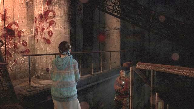 After you enter the tower (the last destination point of this episode) you will walk into a big room, with stairs up on both sides - Insect larvae (Natalie) - Contemplation - Resident Evil: Revelations 2 - Game Guide and Walkthrough