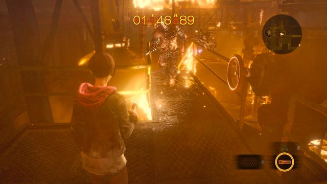 Step back so that you can perform a dodge. - Find Neil - Factory on fire - Judgement - Claire - Resident Evil: Revelations 2 - Game Guide and Walkthrough