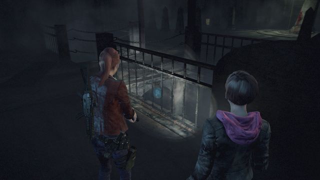Leaving the sewers, you will enter a room with a lot of tombstones - Judgement - Claire - Tower emblems - Resident Evil: Revelations 2 - Game Guide and Walkthrough