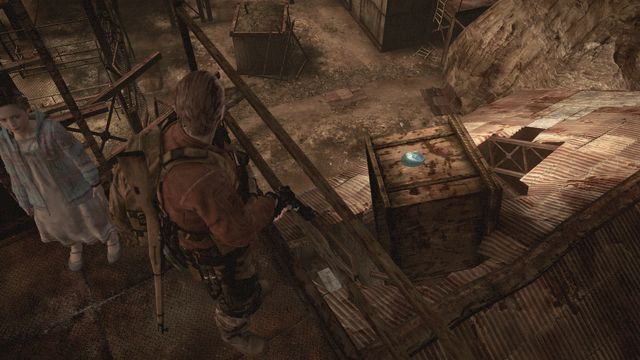 In the mine, when walking going to the bottom, you will notice another emblem on the building to your right - Judgement - Barry - Tower emblems - Resident Evil: Revelations 2 - Game Guide and Walkthrough