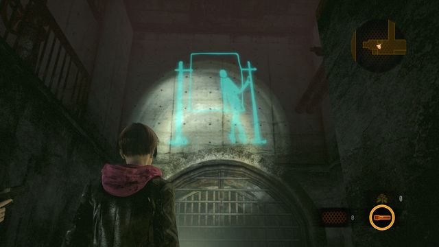 In the sewers, from the place where you find the map, turn right into a corridor and at the end of it turn right again (under the water flowing down from the pipe) - Kafka Drawings (Moira) - Judgement - Resident Evil: Revelations 2 - Game Guide and Walkthrough