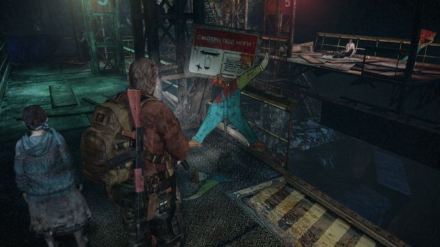 You will get to the other side by quickly switching to Barry and walking off the platform while it is moving. - Go to the top of the cliff - Metamorphosis - Barry - Resident Evil: Revelations 2 - Game Guide and Walkthrough