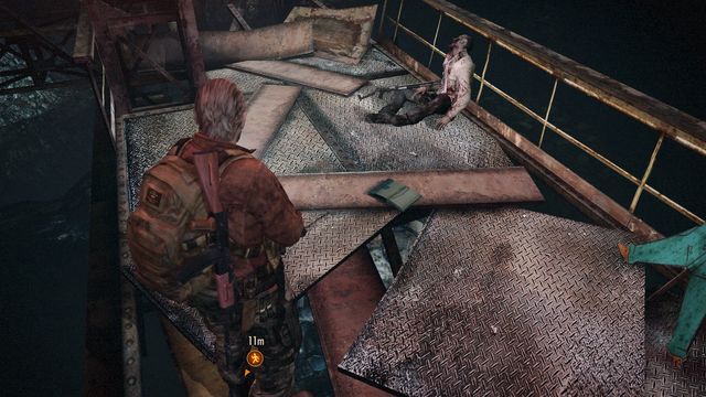 Note can be found on the other side, to get there you must enter platform as Barry when it will be near the pillar number 5 - Metamorphosis - Barry - Documents - Resident Evil: Revelations 2 - Game Guide and Walkthrough