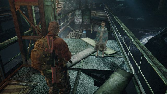 When being on the crane, on the other side, look from the pillar number 4 towards number 3 - Metamorphosis - Barry - Tower emblems - Resident Evil: Revelations 2 - Game Guide and Walkthrough