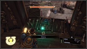 When the room is clean, take ammo from the left [1], and use marked mechanism [2] - 5 - Inquisitor - Walkthrough - Warhammer 40,000: Space Marine - Game Guide and Walkthrough