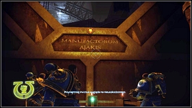 On the opposite end of the corridor, youll find elevator [1] - 6 - Lair of Giants - Walkthrough - Warhammer 40,000: Space Marine - Game Guide and Walkthrough