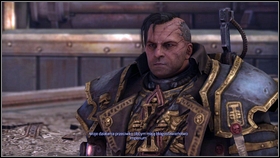 Moving forward youll reach square with monument [1], where inquisitor you were looking for, awaits [2] - 8 - Whispers of The Dead - p. 2 - Walkthrough - Warhammer 40,000: Space Marine - Game Guide and Walkthrough