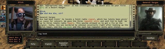 The dialogue screen. - Dialogues - The basics of the gameplay - Wasteland 2 - Game Guide and Walkthrough