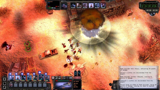 The explosion of a monk - Canyon of Titan - Temple of Titan - locations - Wasteland 2 - Game Guide and Walkthrough