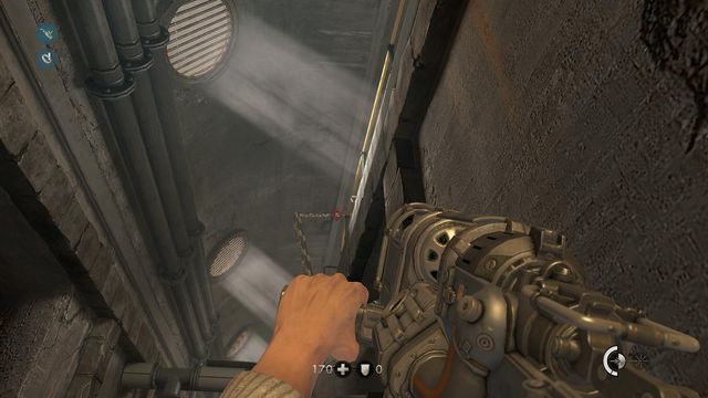 Shoot at the chain to lower the ladder - New Tactics - Main missions - Wolfenstein: The New Order - Game Guide and Walkthrough