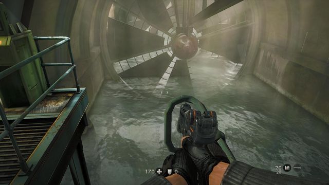 Rotate the turbine to make the hole get under the surface of the water - The Underground Berlin - Main missions - Wolfenstein: The New Order - Game Guide and Walkthrough