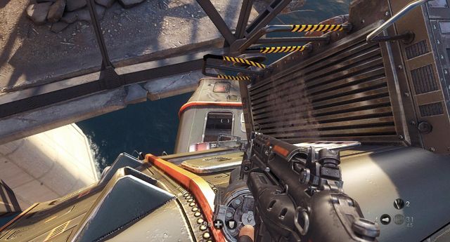 Jump into the compartment and youll find the code. - Gibraltar Bridge - Secrets - Wolfenstein: The New Order - Game Guide and Walkthrough
