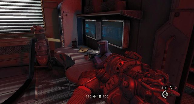 In the room with red light - Moon Base - Secrets - Wolfenstein: The New Order - Game Guide and Walkthrough