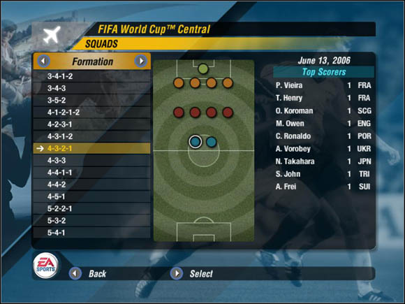 You can also change the formation during the match - Formation - World Cup Mode - 2006 FIFA World Cup Germany - Game Guide and Walkthrough