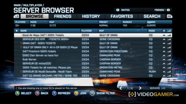 bf3 server list - 