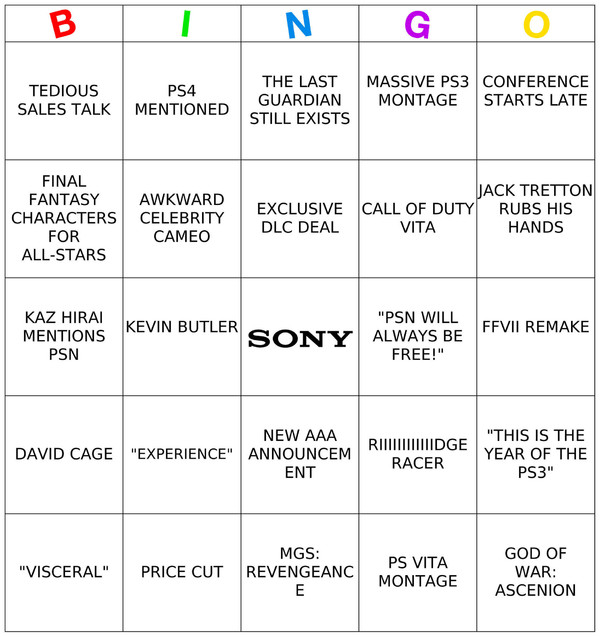 bingo sony 2012 e3 - 