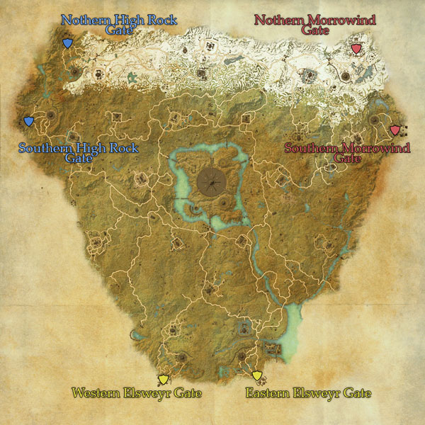 The Elder Scrolls Online (ESO) - Cyrodiil Wayshrine Map