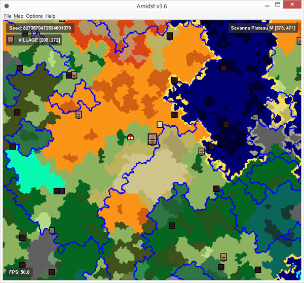 Amidst - World seed mapper for Minecraft, helps find Nether Fortresses, Villages, Temples, Strongholds, and Biomes