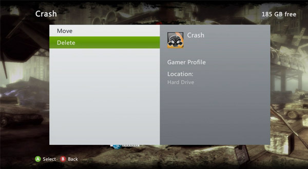 How to delete a profile on the Xbox 360