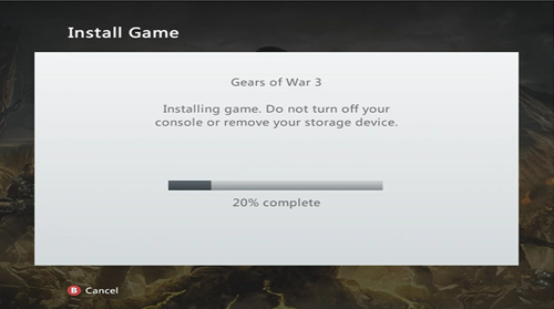 Install Games to the Xbox 360 Hard Drive - Installation Progress