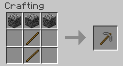 minecraft: creating a stone pickaxe