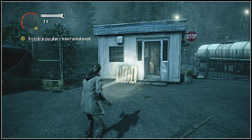 After a cut-scene, get rid of the birds and search the guard station nearby - Walkthrough - Episode 5: The Clicker Part 1 - Walkthrough - Alan Wake - Game Guide and Walkthrough