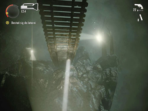 You'll reach bridges and reflectors hanging in the air (flash) - try to activate them as soon as possible because they will help you in the fight with Taken - Walkthrough - DLC 2: The Writer Part 3 - Walkthrough - Alan Wake - Game Guide and Walkthrough