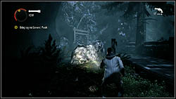 Another sheet lies on a stone, you'll find it after jumping over a damaged fence - Manuscript - Episode 2: Taken - Manuscript - Alan Wake - Game Guide and Walkthrough