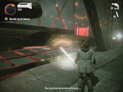 When you reach big red lit bridge, you'll find a truck with logs - Collectibles (DLC) - Night Springs Game - Collectibles (DLC) - Alan Wake - Game Guide and Walkthrough