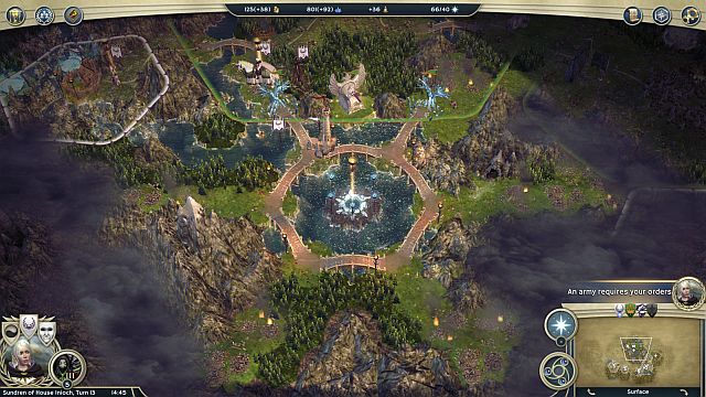 The central point on the map and your final destination right below- the opponents Throne City . - Council of Origins - walkthrough - The Elven Court Campaign - Age of Wonders III - Game Guide and Walkthrough