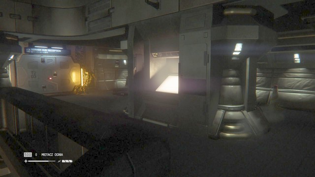 While climbing up the stairs, you will see another console - Seal the creature inside the Server Farm - Walkthrough - Alien: Isolation - Game Guide and Walkthrough