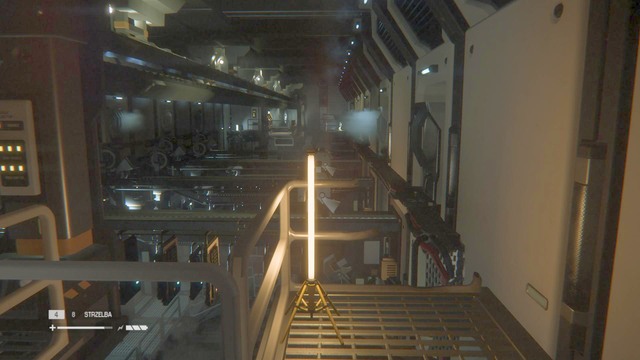 Leave the elevator and go to the guardrail on the right - Follow Samuels - Walkthrough - Alien: Isolation - Game Guide and Walkthrough