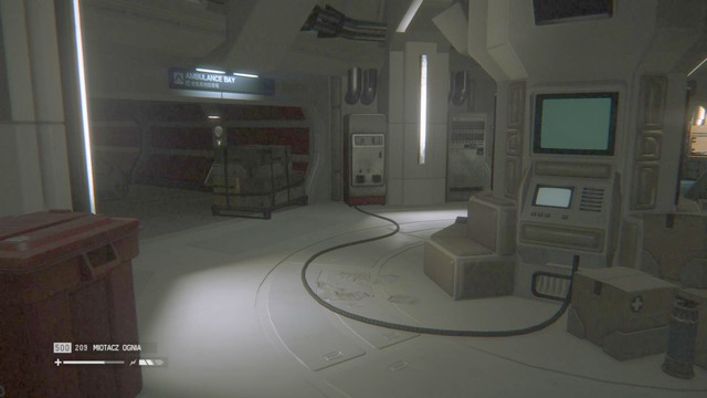 Regardless of how you choose to resolve this problem, move on through the corridor, and you will get to the location shown in the picture - Find an ambulance shuttle - Walkthrough - Alien: Isolation - Game Guide and Walkthrough