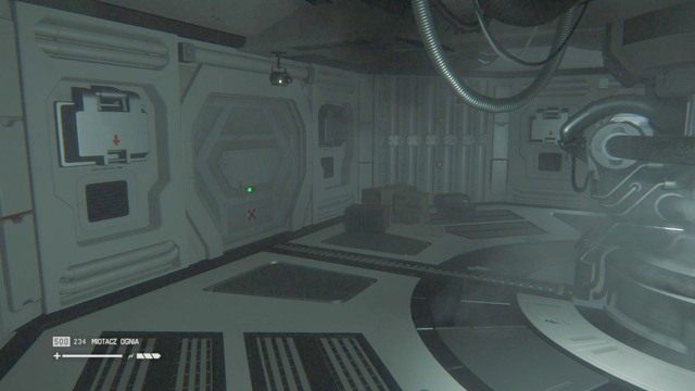 Once the power is on, backtrack to the corridor, and get to the place shown in the picture - Explore the Anesidora - Walkthrough - Alien: Isolation - Game Guide and Walkthrough