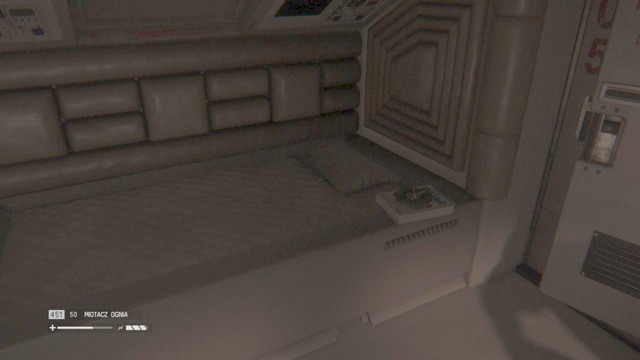 An ID Tag lies on a bed next to a body of a man - KG348 Project: upper deck - Missing persons and Archive Logs - Alien: Isolation - Game Guide and Walkthrough