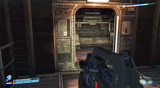 Afterwards, examine the area for collectibles, then move towards the entrance pictured above - Get to the command deck through Engineering - Mission 2: Battle for Sulaco - Aliens: Colonial Marines - Game Guide and Walkthrough