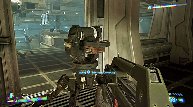I recommend eliminating the enemies without moving away from the lower part of the room, because there is a third turret at the main entrance and you might easily get caught in its fire range - Clear the Command Deck and stop the attack on the Sephora (part 2) - Mission 2: Battle for Sulaco - Aliens: Colonial Marines - Game Guide and Walkthrough