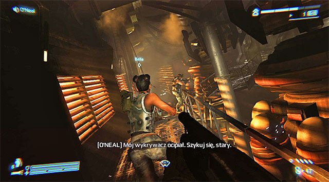Jump down to the bottom of the stairwell and move forward, past a room with a dead soldier - Get to the dropship to escape the Sulaco (part 2) - Mission 3: Sulaco Falls - Aliens: Colonial Marines - Game Guide and Walkthrough