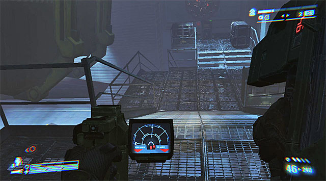 If you don't want to take unnecessary risks, use the upper gallery to go around the whole hangar bay and reach the spot from which you've released the first arm - Board the dropship to escape the Sulaco - Mission 3: Sulaco Falls - Aliens: Colonial Marines - Game Guide and Walkthrough