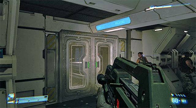 When you're inside the science facility, open the door and listen to a conversation between Bella and O'Neal - Save Bella - Mission 7: One Bullet - Aliens: Colonial Marines - Game Guide and Walkthrough